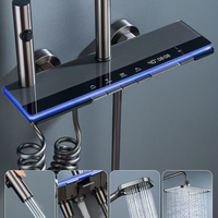 Columna de Ducha Termostática Cromada con Pantalla Digital LED de Temperatura y Teclas Tipo Piano para Proyectos Hoteleros, Venta al por Mayor
