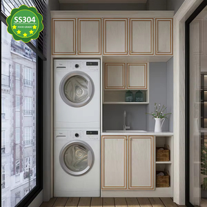 Armoire de rangement de balcon modulaire en acier inoxydable 304 personnalisée de haute qualité avec appareil de cuisine moderne à texture métallique - Product Image 2