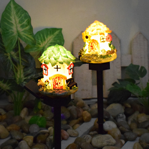 Led Solar Gazon Licht Multi Craft Miniatuur Fairy House Zonne-Energie Outdoor Decor Led Tuin Licht Hars Cottage Kerstlamp - Product Image 4
