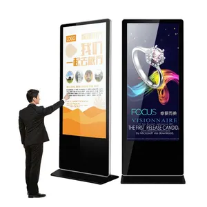 Slimme Kiosk Verticale Lcd-Reclame Display Interactief Paneel Digitale Bewegwijzering Totem Met Vloer Staande Touchscreen