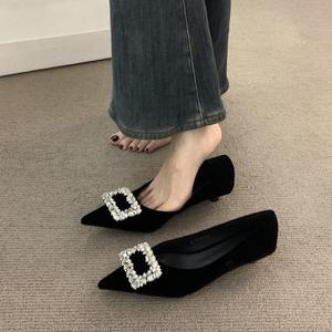 Korean Style Fashion Trend Coarse <b>Heel</b> Waterproof <b>Platform</b> High <b>Heels</b> Women's Top Layer Cowhide <b>Black</b> Leather Shoes Single Shoe - Product Image 1