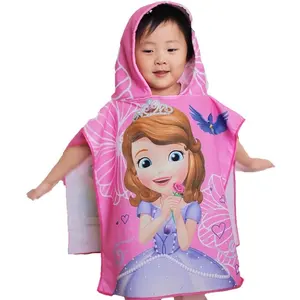 Nieuwe Populaire 300gsm 400gsm 70*140Cm Custom Kinderen Bedrukt Hooded Strandlaken Cartoon Capuchon Poncho 'S Strandlaken Voor Kinderen