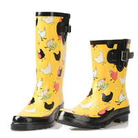 Botte de pluie en caoutchouc de l'agriculteur populaire confortable personnalisé hauteur Animal poulet impression Wellington