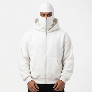 Nuevas llegadas: Sudaderas con capucha unisex personalizadas con cremallera completa, estilo urbano, extragrandes, lisas, con capucha tipo pasamontañas con cremallera completa para hombre - Product Image 1