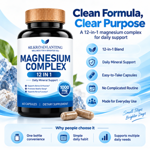 Cápsulas de Complejo de Magnesio de 1000mg con 12 Formas para la Relajación Muscular y el Apoyo Diario a la Salud, Suministro de Fábrica, Marca Privada - Product Image 3