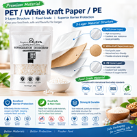 Sachet d'emballage personnalisé en papier kraft écologique pour fruits secs et aliments, pochette à fermeture éclair en papier naturel avec fenêtre transparente/mate