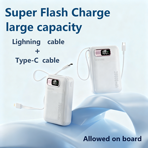 고용량 리튬 폴리머 배터리 휴대용 파워뱅크 20000mAh 고속 충전 LED 디지털 초슬림 케이블 포함 - Product Image 3