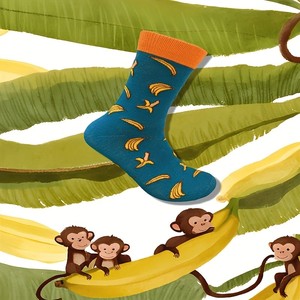 Người Đàn Ông Của Vui Vẻ Khỉ Loạt Giữa Ống Vớ Giản Dị Sợi Đàn Hồi Thoáng Khí Thoải Mái Chống Trượt Dưới Cho Các Hoạt Động Ngoài Trời - Product Image 6