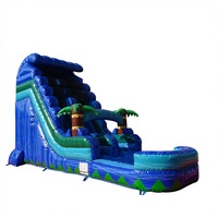 Toboggan gonflable neuf de 16 pieds, design moderne, toboggan aquatique commercial humide et sec pour enfants et adultes, amusement