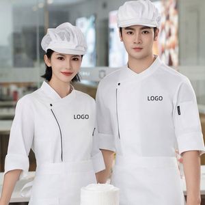 Chaqueta de Chef Personalizada de Manga Corta, Gris, Uniforme de Chef, Ropa de Trabajo Lisa, Uniforme Vintage para Restaurante Francés, Chaqueta de Chef - Product Image 1