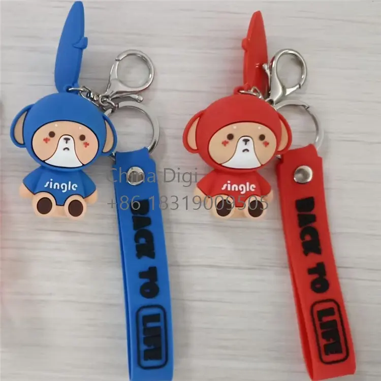 Wholesale Mini Logo Custom Rubber Key Chains 3D Soft PVC Keychain for Promotion