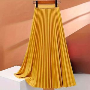 I-0521 Women's Casual Summer Natural Waistline Knee-Length A-Line <b>Chiffon</b> Skirt Hanging Feeling Solid Color Quick Dry Digital - Product Image 2