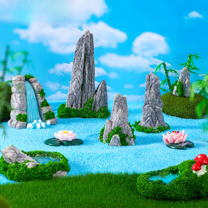 Commercio all'ingrosso Micro paesaggio creativo di simulazione del paesaggio cascata strana pietra muschio giardinaggio accessori paesaggistici - Product Image 1
