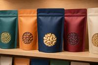 Sachet d'emballage refermable personnalisé en aluminium de qualité alimentaire, type Doypack, avec fermeture éclair, pour snacks, noix et café