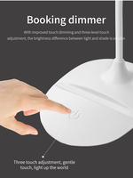 Lampe de bureau LED tactile moderne GL-3C en plastique avec support de téléphone, 3 niveaux de luminosité, rechargeable par USB, réglable à 360°, veilleuse de lecture