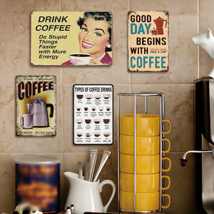 Targa in Metallo Regalo per Amanti del Caffè, Decorazione Cappuccino Americano Latte per Cucina Ufficio Caffetteria - Product Image 2