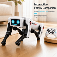 Chien robot électrique télécommandé au design futuriste avec affichage lumineux, contrôlable par application Wi-Fi, actions programmables pour anniversaire de garçons