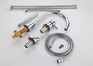 Mitigeur de bain salle de bains moderne, ensembles de douche, ensembles de robinets de bain à 3 trous, noir, européen - Product Image 4