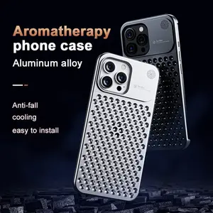 Casing ponsel logam tahan panas, penutup pelindung anti jatuh berongga sederhana bahan Aloi aluminium untuk iphone 15 pro max 14 13