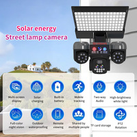 Caméra de surveillance VESAFE extérieure couleur avec trois objectifs, alimentée par énergie solaire