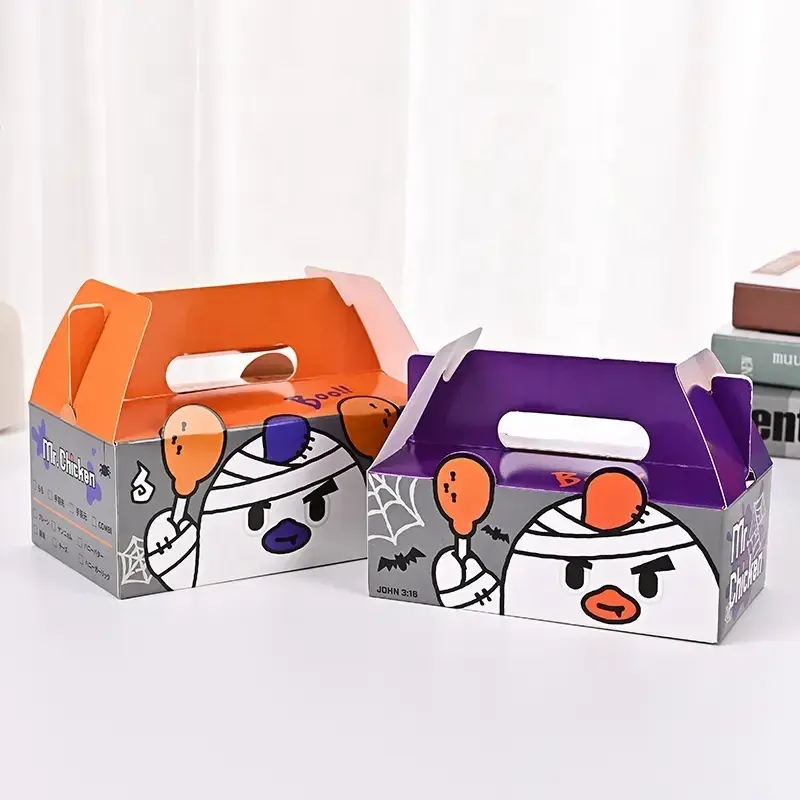 Custom Print Disposable Kids Happy Meal Box Fried Chicken Burger Box With Handle