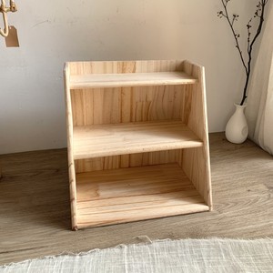 Solid <b>Pine</b> Three Tier Storage Rack Rectangle Standing Type Office Organizer For Shoes Stationery Personal Care Products - Product Image 4