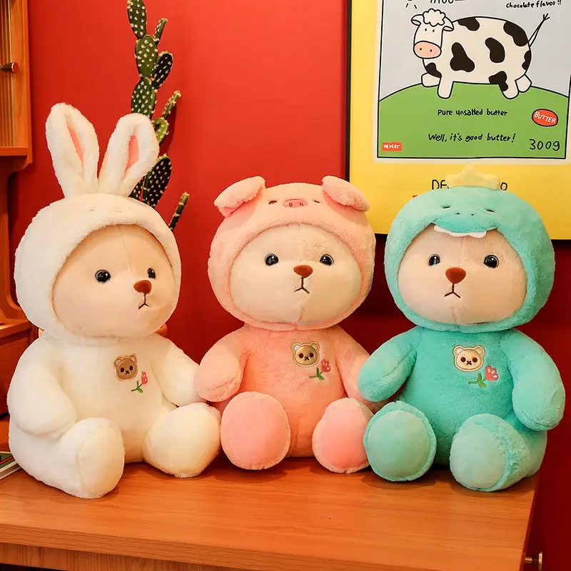 Oso de peluche transformable de fábrica, animales de peluche Kawaii, regalo para niños y niñas, venta al por mayor