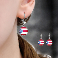 Boucles d'oreilles pendantes tendance du fabricant, design 233 pays du monde, en acier inoxydable, avec pendentif drapeau en cristal en forme de dôme