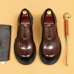 Chaussures de mariage décontractées pour hommes - Cuir véritable - Style rétro Oxford - Légères - Antidérapantes - Bout rond - Grandes tailles - Product Image 1