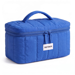 Vanity Case Trousse Matelassee Quilted Puffy Large Makeup Box T/C Poly Cotton Custom Logo Print OEM BSCI - Product Image 1