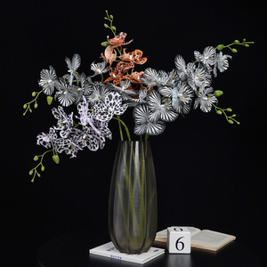 Orchidée Phalaenopsis Artificielle Yibo People, 7 Têtes Rayées Noires et Blanches et Têtes Léopard, Décoration Haut de Gamme pour la Maison et les Mariages - Product Image 1