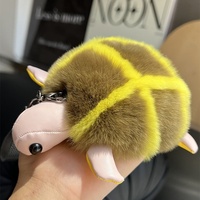 Joli petit jouet en peluche léger en fourrure de lapin, motif tortue de dessin animé, porte-clés, pendentif, décoration de sac, design original