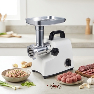 Hachoir à viande électrique robuste à 2 vitesses, moteur entièrement en cuivre, boîtier en fonte # Hachoir à viande en acier inoxydable avec fonction de marche arrière - Product Image 1