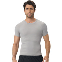 T-shirt de compression sans coutures pour homme, manches courtes, extensible, respirant, coupe athlétique, pour l'entraînement estival et la gym