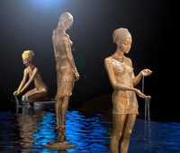 Vilead — statue de homme et femme en bronze, décoration antique, fontaine d'eau, célèbre