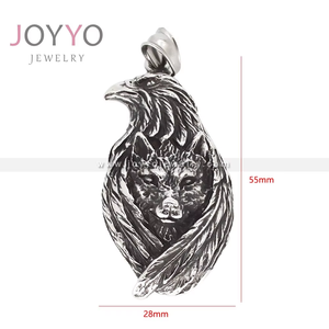 <span class=keywords><strong>Pendentif</strong></span> loup en acier inoxydable pour homme, style motard, breloques cerf sauvage et aigle, inspiré du monde viking et du hip-hop - Product Image 2