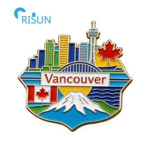 Cadeau souvenir personnalisé Canada Drapeau canadien Vancouver Aimant de réfrigérateur Épingle de revers Badge Broche Épingle <span class=keywords><strong>en</strong></span> émail personnalisée Vancouver - Product Image 4
