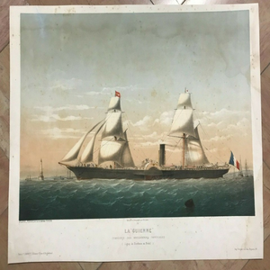 Plc Company Paquebot La Guienne de Leduc 1861 Gran Impresión Litográfica Venta al por Mayor - Product Image 1