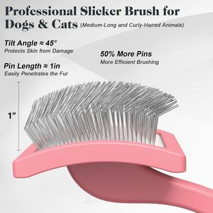 แปรงขนสัตว์เลี้ยง Air-Elastic Slicker Brush 304 สแตนเลสสตีล พร้อมด้ามจับโค้งรูปตัว S สำหรับกำจัดขนและสิ่งสกปรก  เครื่องมือสำหรับร้านค้าปลีก - Product Image 3