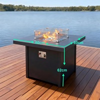 Table de foyer au gaz carrée en aluminium de 32 pouces avec chaises