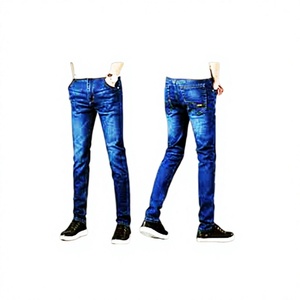 Customize <b>Men</b> Denim Straight Casual Slim Fit <b>Stretch</b> Jeans with Zipper Fly Closure Stone Wash Mid Waist Rivets - Product Image 4