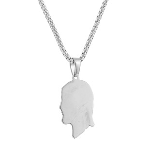 Stainless Steel Jesus Face Pendant With <b>Chain</b> 3.0*60cm Square Pearl <b>Chain</b> <b>Silver</b> Gold Fashion Necklace For Men And Women - Product Image 3