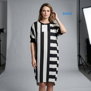 Abito Oversize <span class=keywords><strong>Luciola</strong></span>, Elegante e Casual, Vestito a Righe Midi per Donne, Manica Corta, da Ufficio a Weekend - Product Image 2