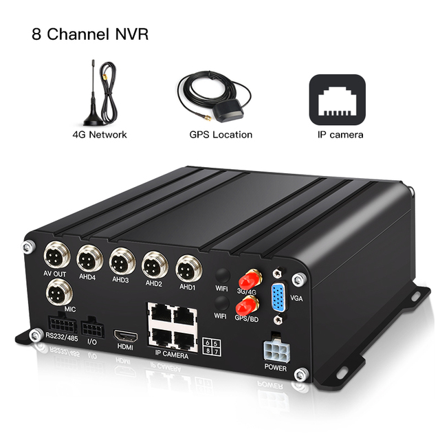 CCT 8-CH AHD GPS Positioning 1080P High-definition Full Network 4G Hard Disk Storage Car Mounted Video Recorder Mobile DVR NVR