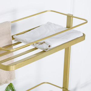Carro de almacenamiento de 3 niveles <span class=keywords><strong>con</strong></span> ruedas y 2 frenos, metálico y dorado, Moderno - Product Image 6