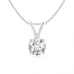 0.50 Ct Lab Grown Diamond Solitaire <b>Pendant</b> Necklace 925 Sterling Silver & 14K <b>Solid</b> <b>Gold</b> OEM ODM Wholesale Supplier - Product Image 4