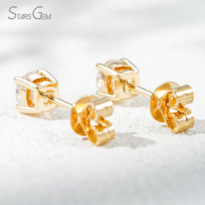 Starsgem 0.29ct*2p 4.2mm Round Brilliant Cut Lab Grown Diamond Color D 14K Gold Unisex Luxury <b>Stud</b> <b>Earrings</b> - Product Image 3