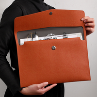 Portafolio Profesional de Cuero PU A4, Organizador de Documentos Ejecutivo con Logotipo Personalizado