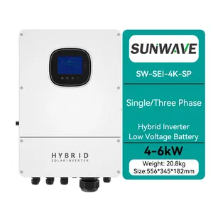 Sunwave 4kw 4.6kw 5.5kw 6kwハイブリッドインバーター単三相230v120vハイブリッドインバーター