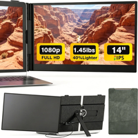 Monitor Portátil de 14 Pulgadas FHD 1080P, Pantalla Expansora Portátil Dual para Laptop Windows/Mac/Android/Chrome